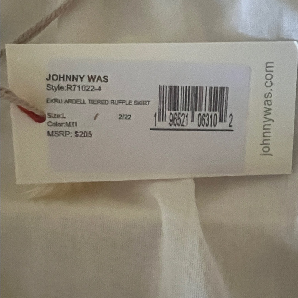 NWT Johnny Was Ecru Ardell tired ruffle skirt Size-L White/Multicolor Floral - Picture 5 of 12